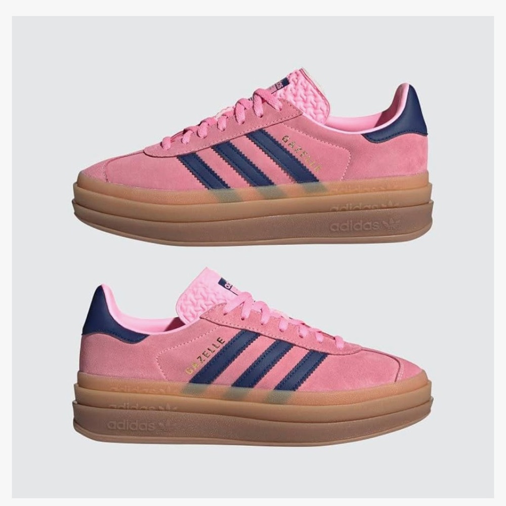 adidas Gazelle Platform Sneakers in Pink and Navy with Gum Sole